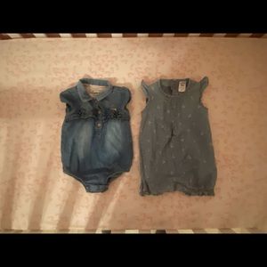 Two one piece jean girl outfits. Used condition but still cute.